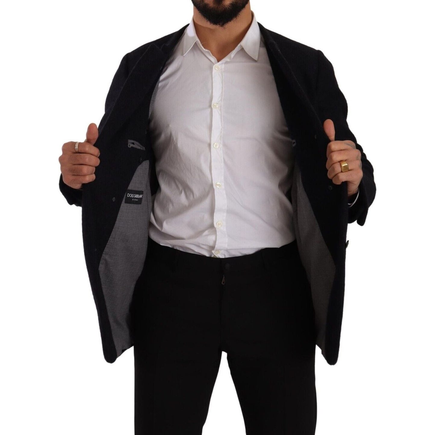 Dolce & Gabbana Gray Alpaca Button Down Men Coat Jacket