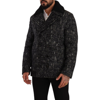 Dolce & Gabbana Black Wool Double Breasted Coat Men Jacket