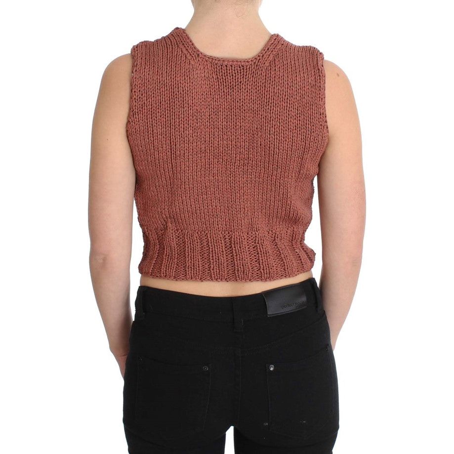 Chic Red Sleeveless Knit Vest Sweater