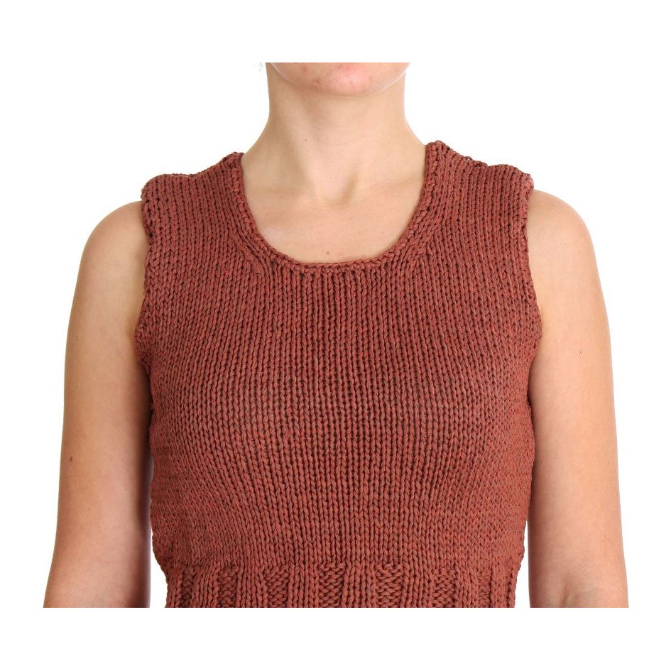 Chic Red Sleeveless Knit Vest Sweater