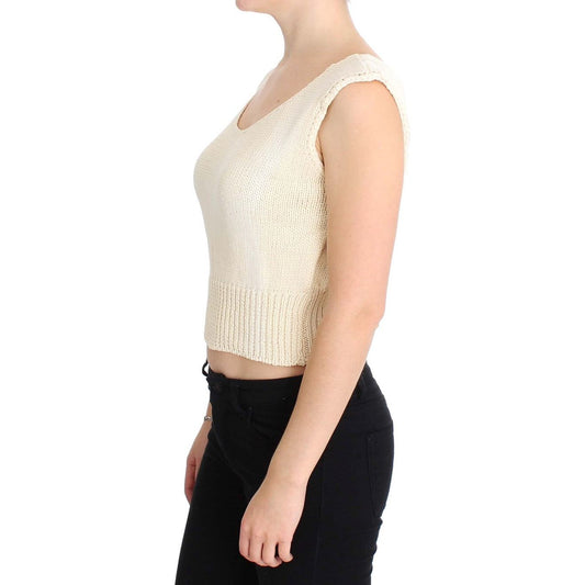 Beige Sleeveless Knit Vest Sweater