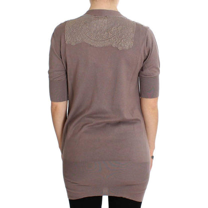 PINK MEMORIES Purple Lace Cotton Cardigan Sweater