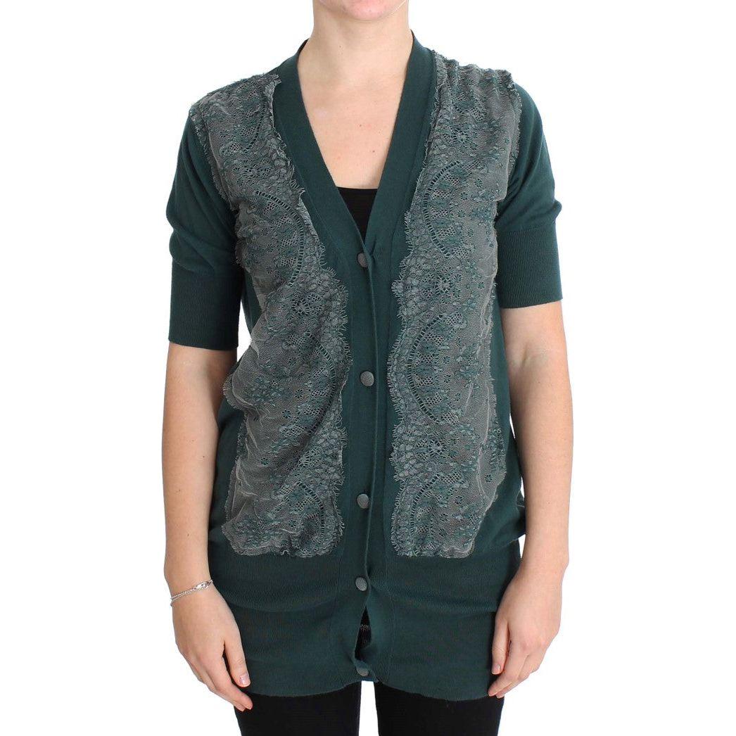 سترة كارديجان أنيقة من الدانتيل باللون الأخضر من PINK MEMORIES