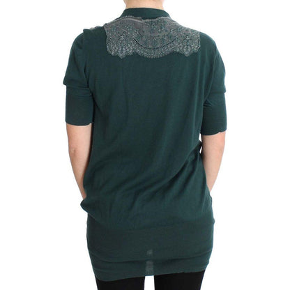 PINK MEMORIES Green Lace Cotton Cardigan Sweater PINK MEMORIES