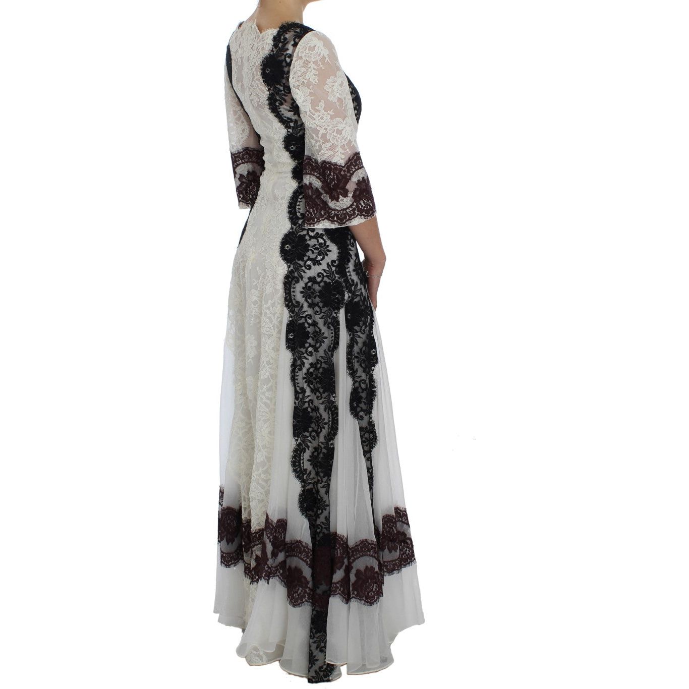 Dolce & Gabbana Floral Lace Silk Blend Maxi Dress white-floral-lace-full-length-gown-dress