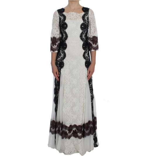 Floral Lace Silk Blend Maxi Dress