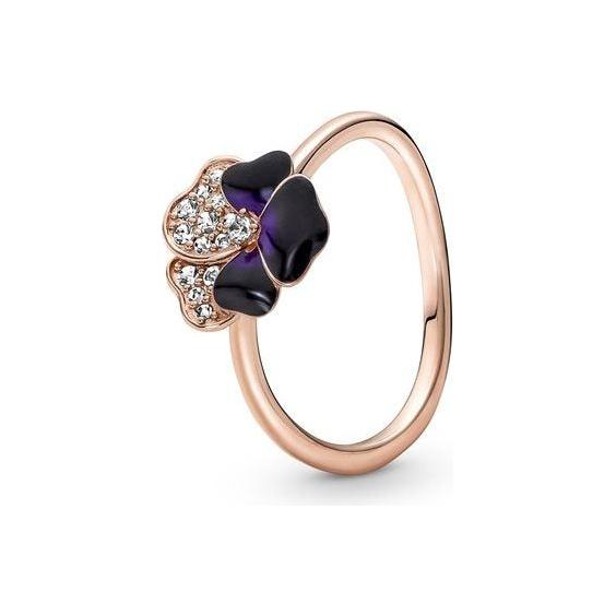 PANDORA JEWELS Mod. DEEP PURPLE PANSY FLOWER - RING - Size 54 Ring