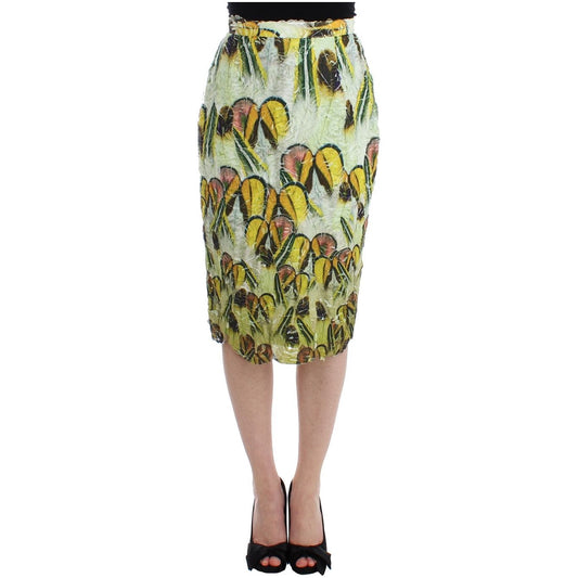 Vibrant Silk Blend Pencil Skirt