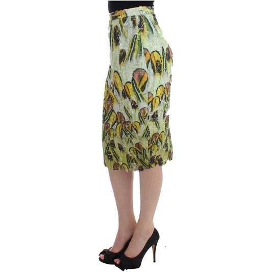 Vibrant Silk Blend Pencil Skirt