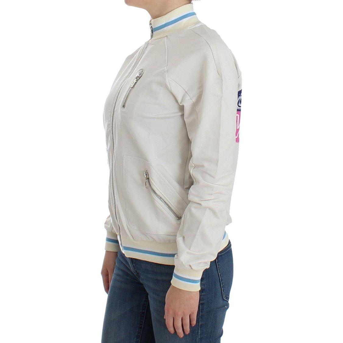 John Galliano White Mock Zip Cardigan Sweatshirt Sweater John Galliano
