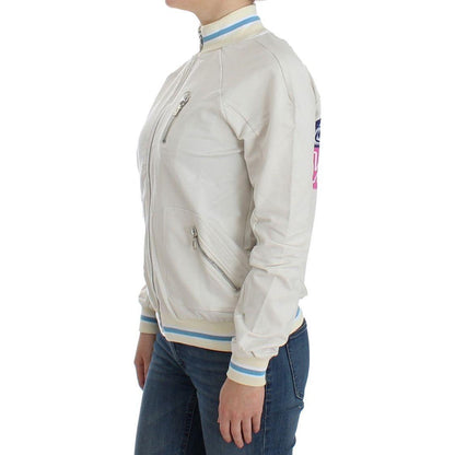 John Galliano White Mock Zip Cardigan Sweatshirt Sweater John Galliano