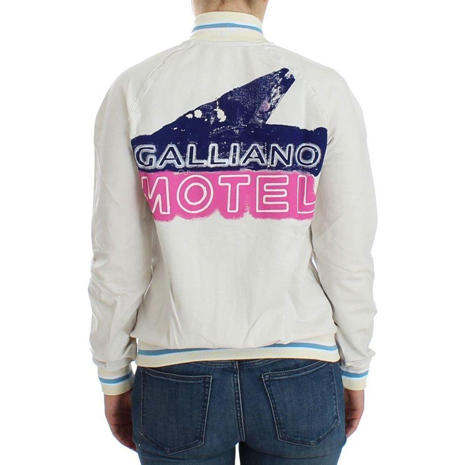 John Galliano White Mock Zip Cardigan Sweatshirt Sweater John Galliano
