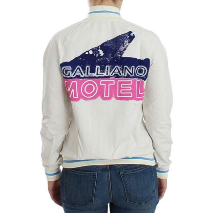 John Galliano White Mock Zip Cardigan Sweatshirt Sweater John Galliano