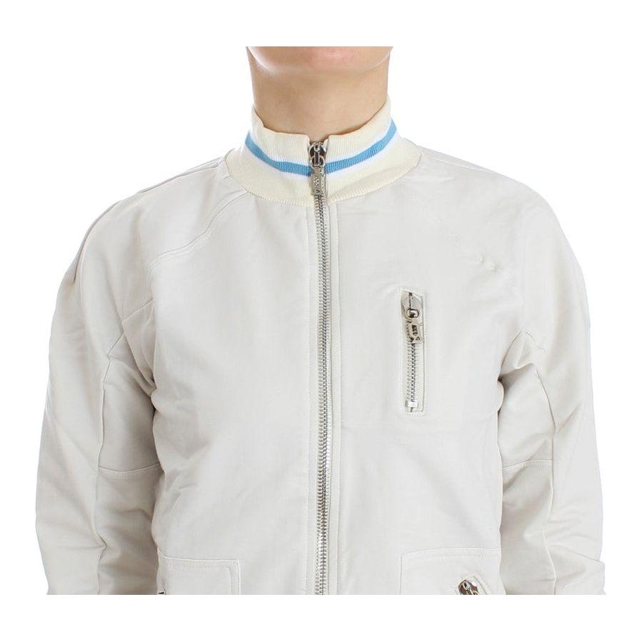John Galliano White Mock Zip Cardigan Sweatshirt Sweater John Galliano