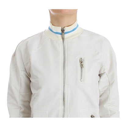 John Galliano White Mock Zip Cardigan Sweatshirt Sweater John Galliano