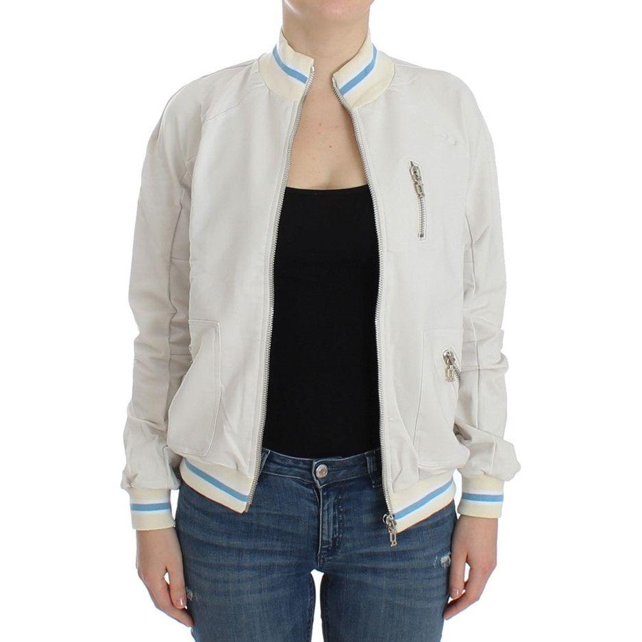 John Galliano White Mock Zip Cardigan Sweatshirt Sweater John Galliano