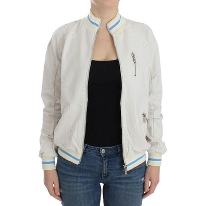 John Galliano White Mock Zip Cardigan Sweatshirt Sweater John Galliano