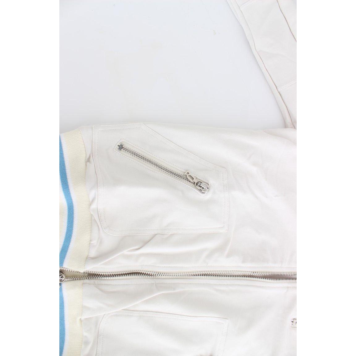 John Galliano White Mock Zip Cardigan Sweatshirt Sweater John Galliano