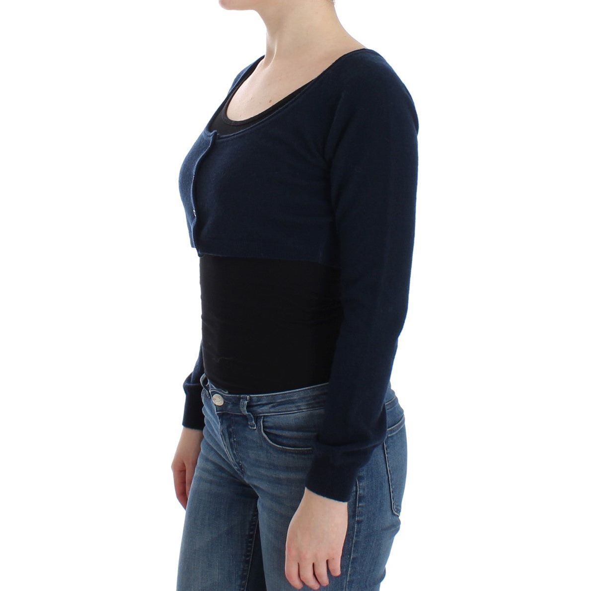 Chic Cashmere-Blend Cropped Sweater in Blue