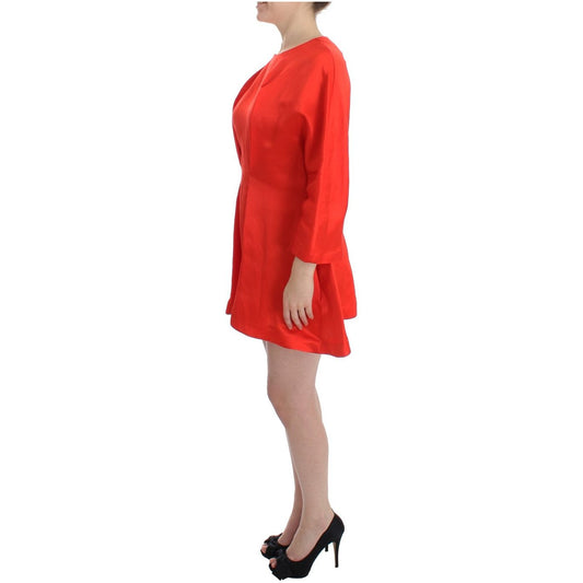 Radiant Red Linen Blend Artisan Dress