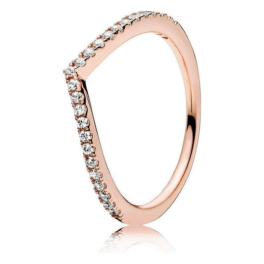 PANDORA JEWELS Mod. WISHBONE 14K ROSE GOLD-PLATED - RING WITH CLEAR CUBIC ZIRCONIA - Size 50 ***SPECIAL PRICE***-0