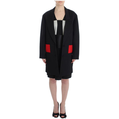 KAALE SUKTAE Black Coat Trench Long Draped Jacket Blazer Blazer Jacket