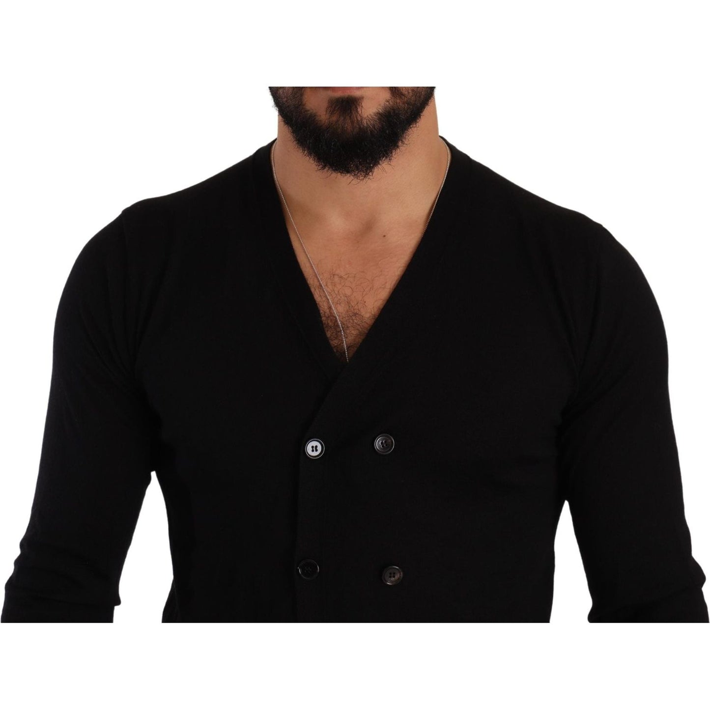 Elegant V-Neck Black Cashmere Cardigan