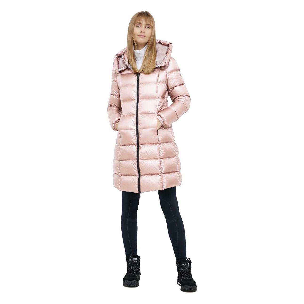 Elegant Long Down Jacket with Removable Hood