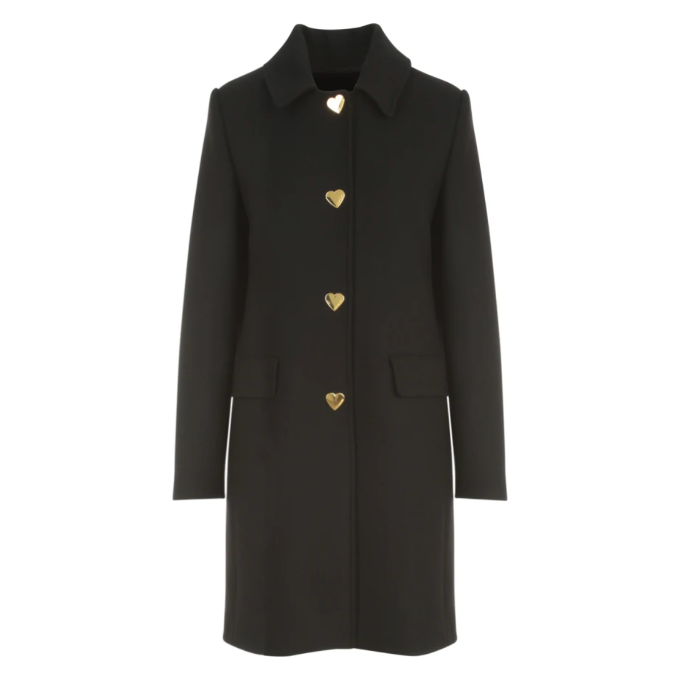 Elegant Wool Blend Coat with Heart Buttons