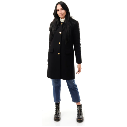 Love Moschino Elegant Wool Blend Coat with Heart Buttons Love Moschino