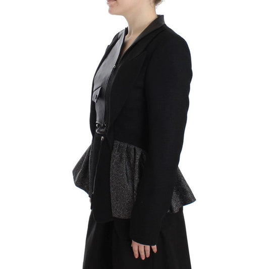 KAALE SUKTAE Elegant Monochrome Zippered Blazer Jacket Coats & Jackets black-short-blazer-coat-biker-jacket