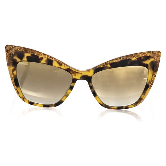 Frankie Morello Glitter-Edged Cat Eye Sunglasses in Yellow Frankie Morello