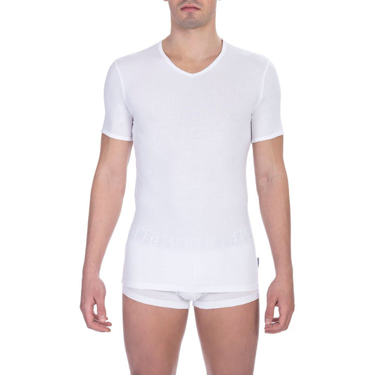 Sleek White V-Neck Tee for the Modern Man