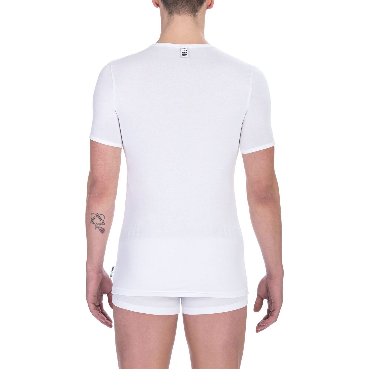 Sleek White V-Neck Tee for the Modern Man