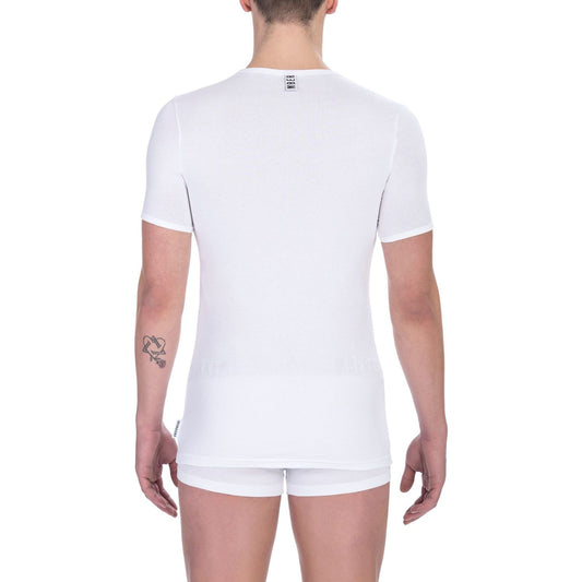 Sleek White V-Neck Tee for the Modern Man