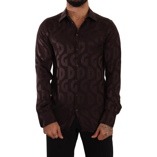 Elegant Bordeaux Silk Dress Shirt Dolce & Gabbana