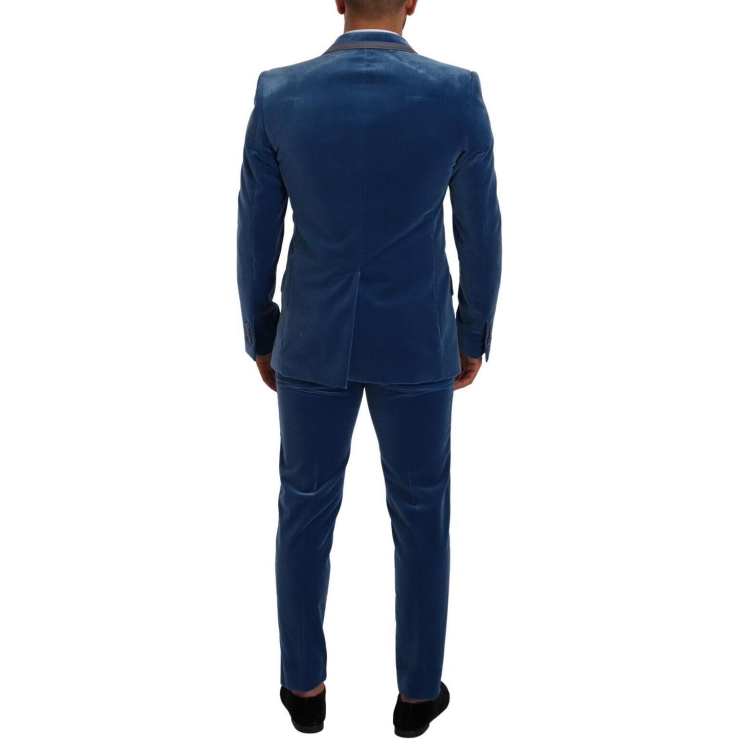 Elegant Velvet Blue Slim Fit Suit