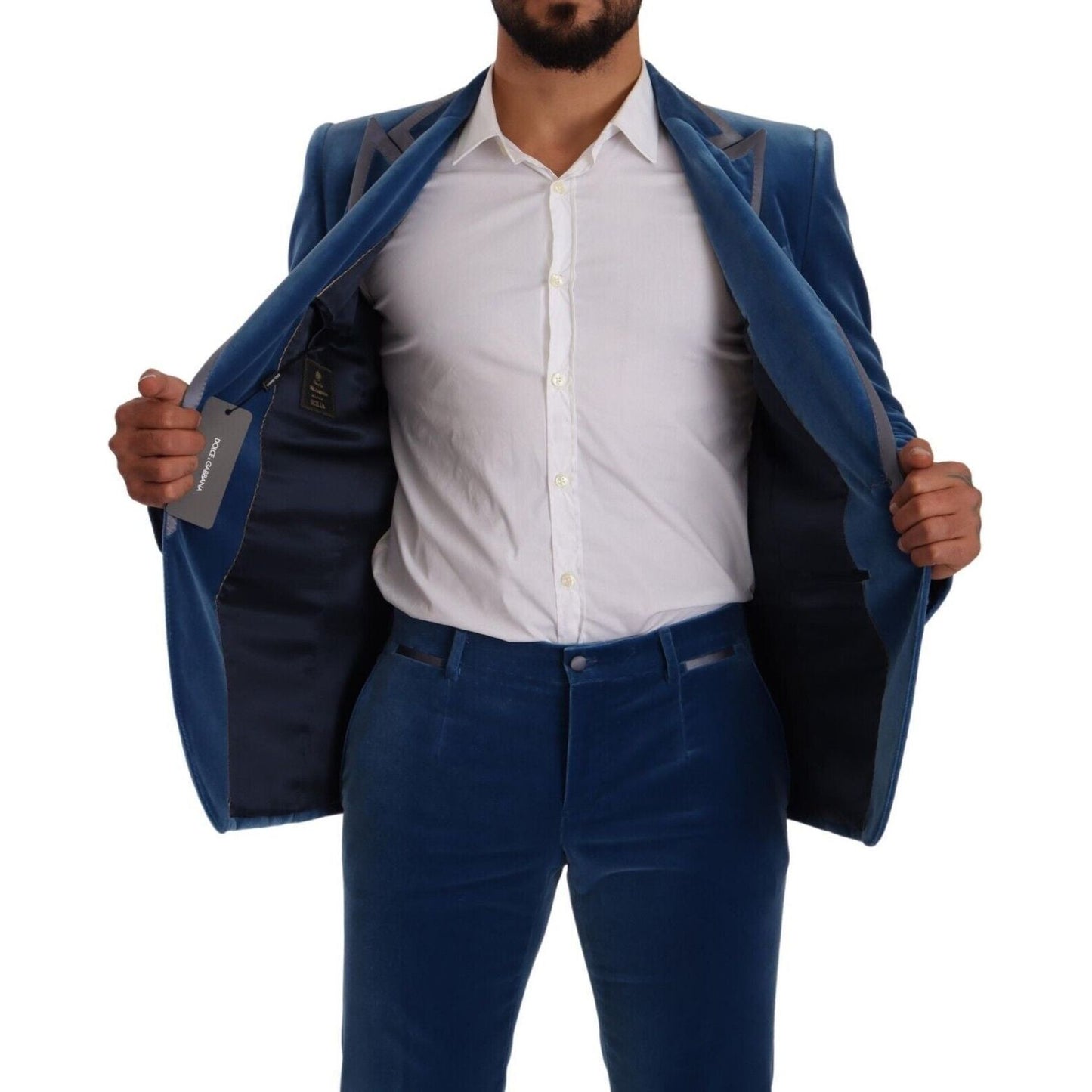 Elegant Velvet Blue Slim Fit Suit