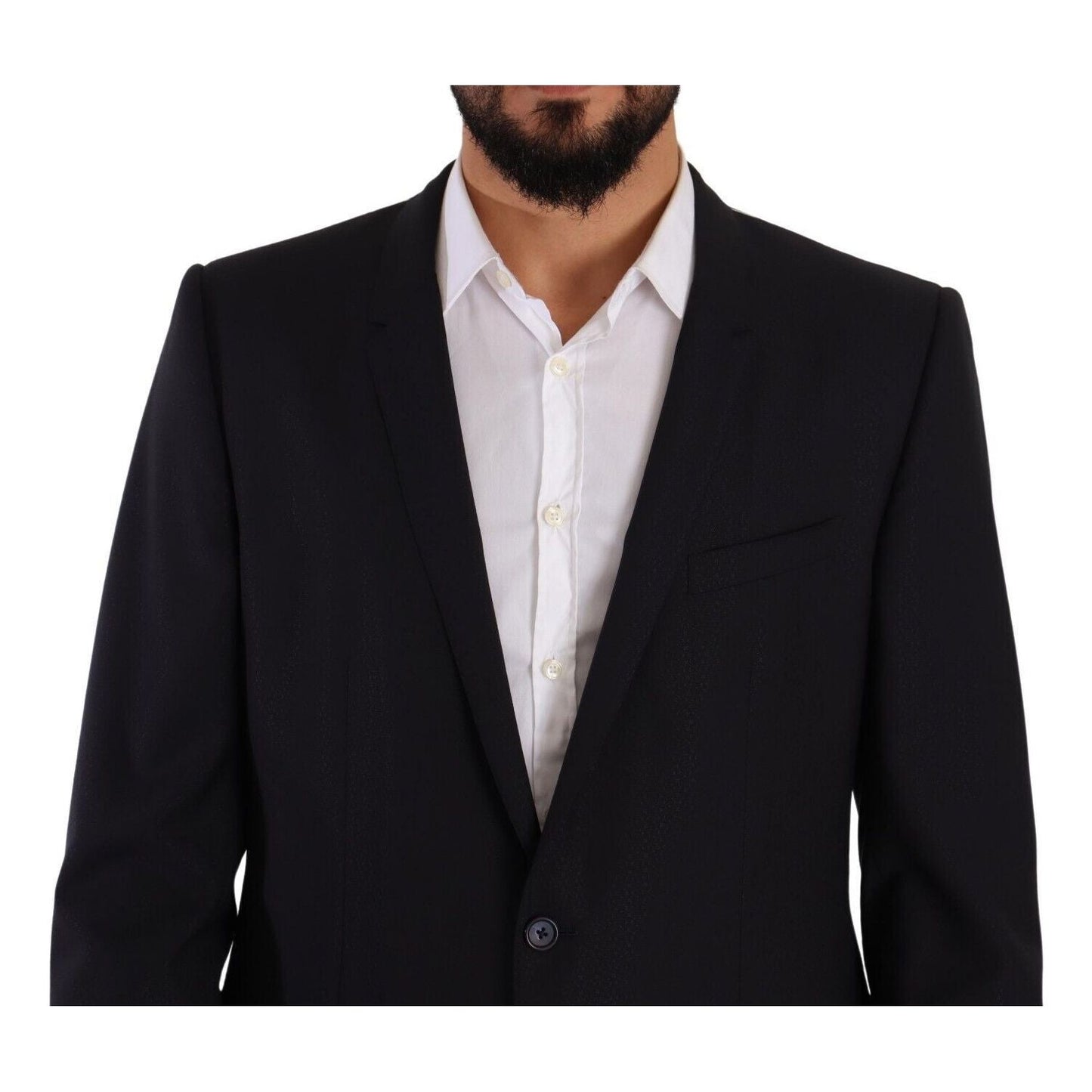 Elegant Navy Slim Fit Wool Silk Two-Piece Suit