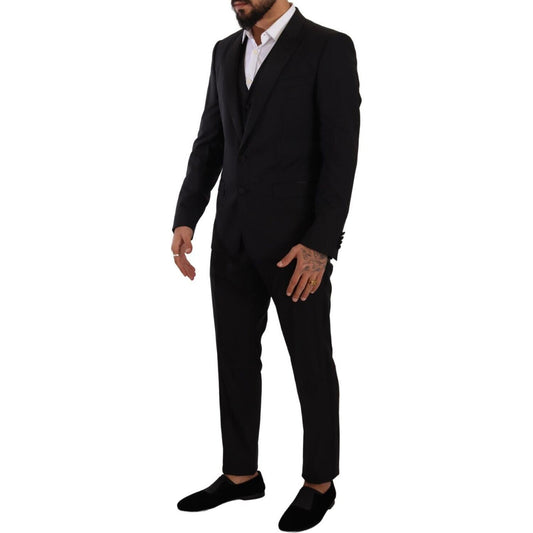 Elegant Black Three-Piece Martini Fit Suit