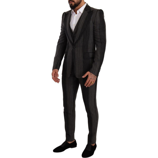 Elegant Striped Three-Piece Suit