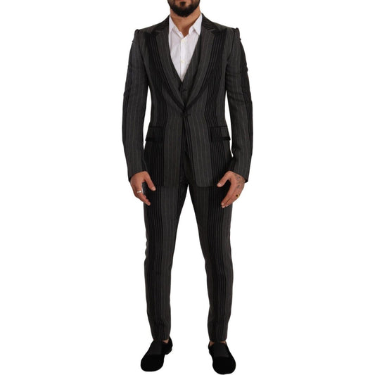 Elegant Striped Three-Piece Suit