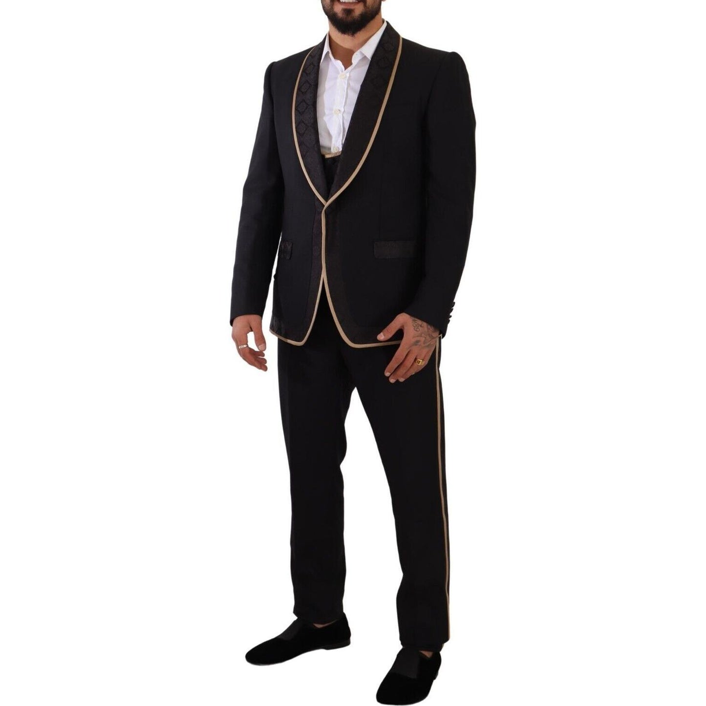 Elegant Black Silk Blend 3-Piece Suit