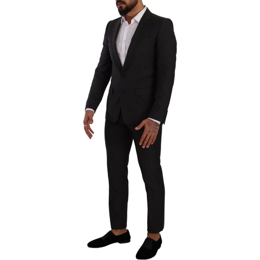 Elegant Black Wool Martini Suit