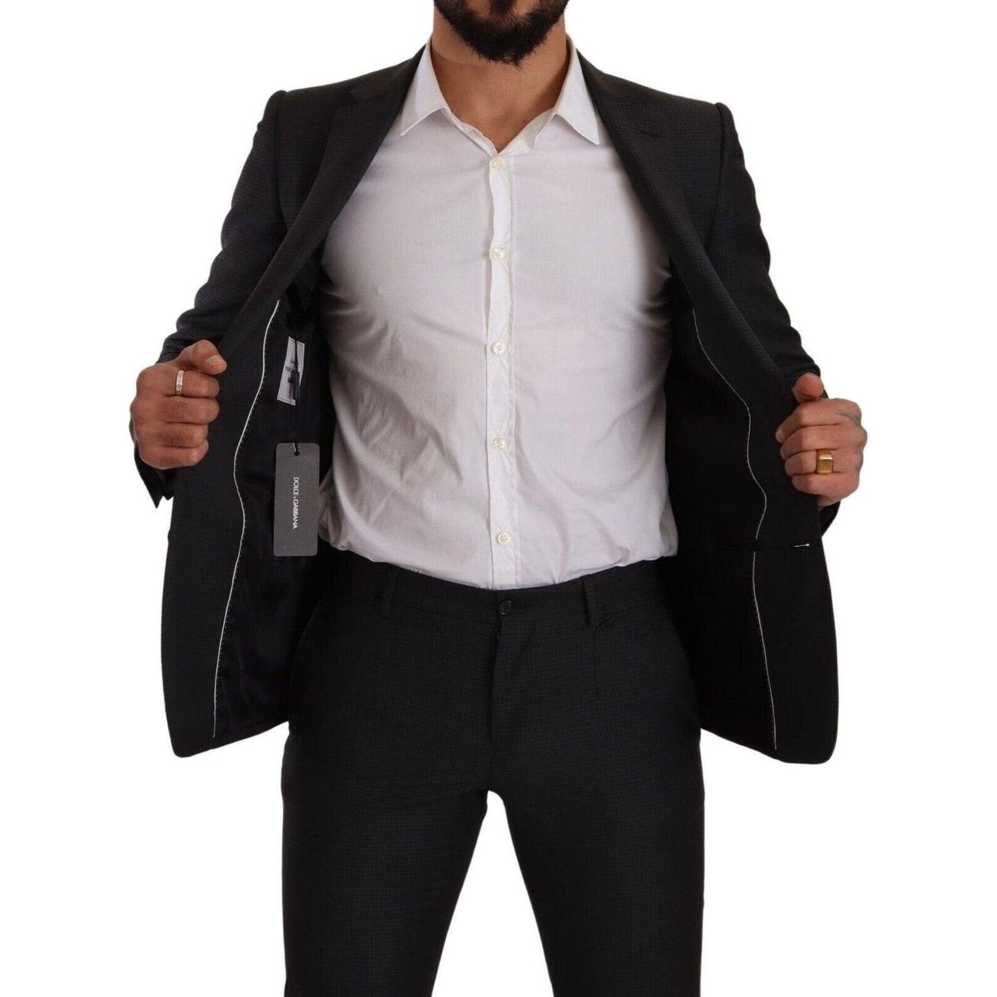 Elegant Black Wool Martini Suit