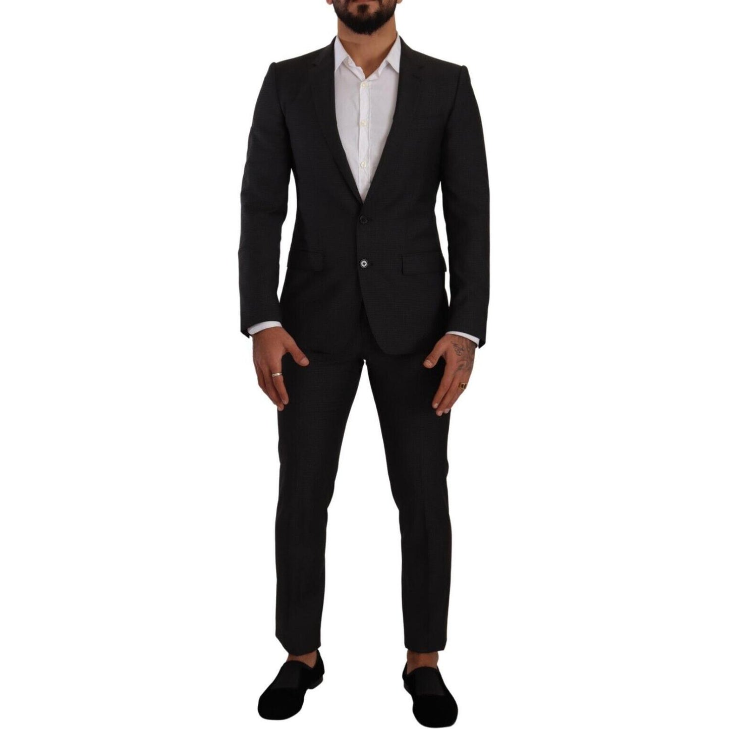 Elegant Black Wool Martini Suit