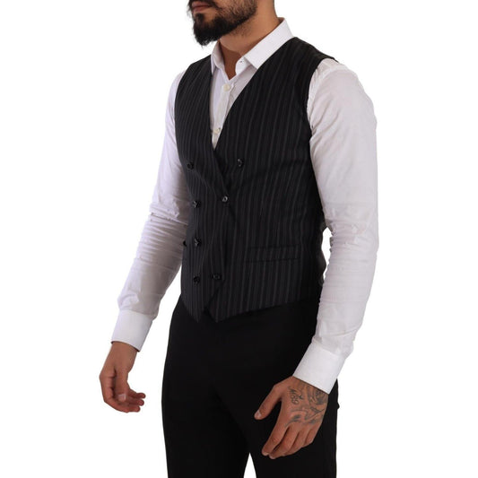 Elegant Striped Double-Breasted Dress Vest