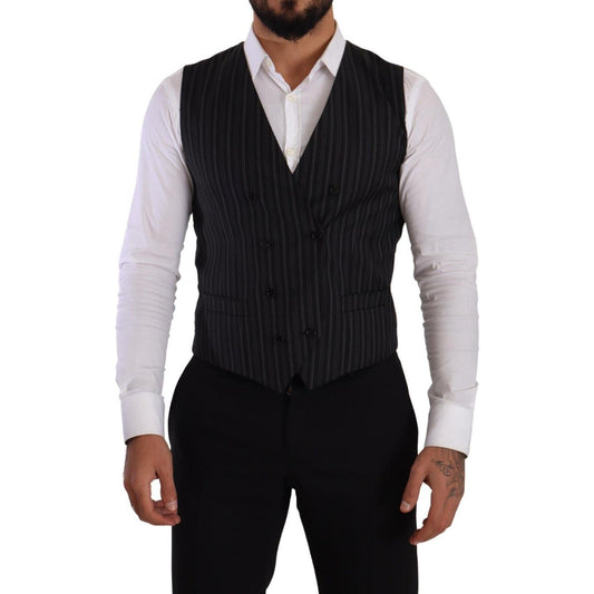 Elegant Striped Double-Breasted Dress Vest