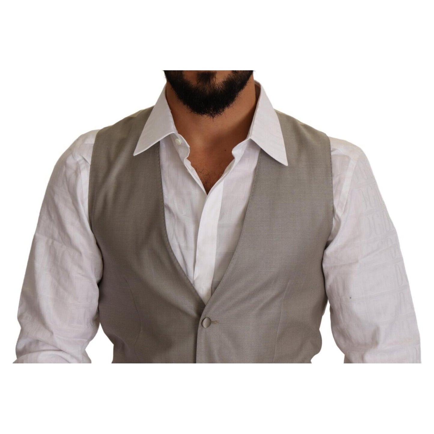 Elegant Single Breasted Dress Vest in Beige