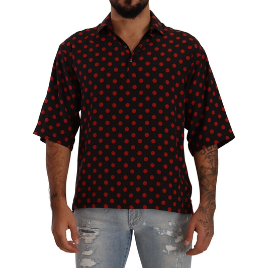 Elegant Silk Polka Dots Button-Down Shirt